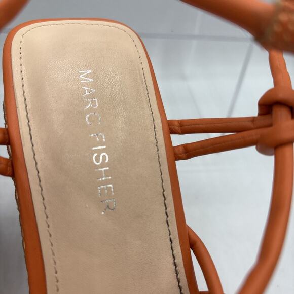 Marc Fisher Zesty Espadrille Wedge Sandal Open Toe Orange Size 7.5 buckle strap - Picture 5 of 9